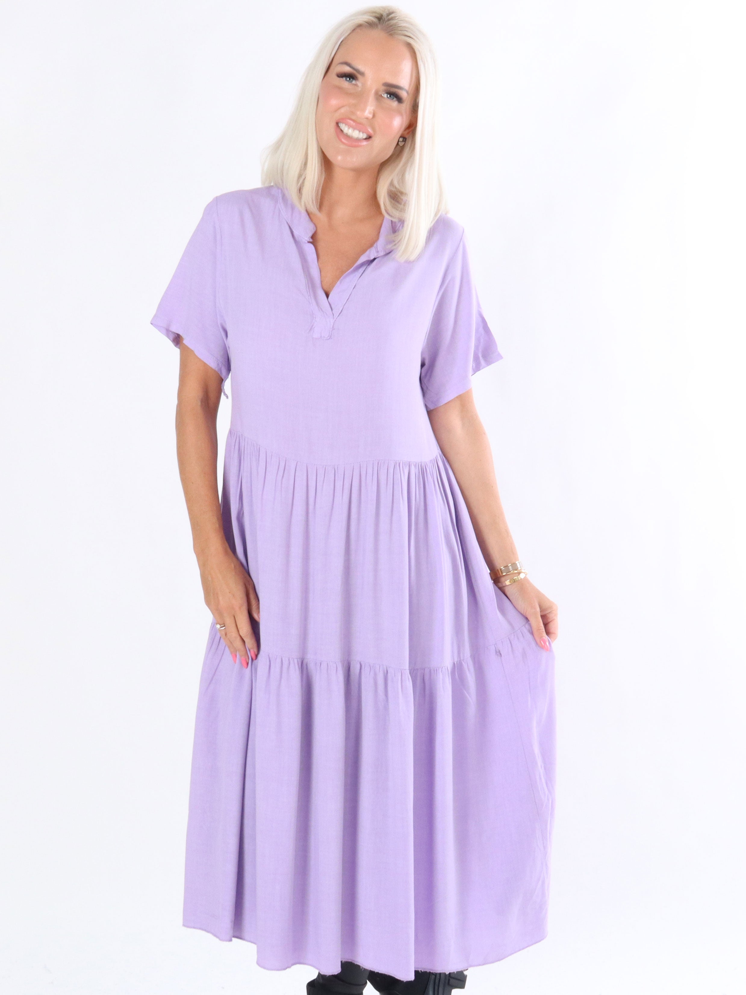 Gina - Lång klänning med lager på lager-look